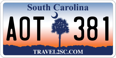 SC license plate AOT381