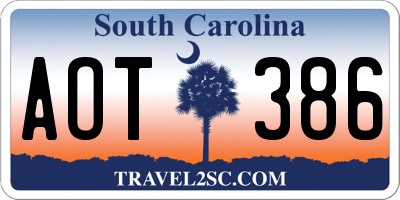 SC license plate AOT386