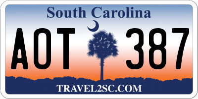 SC license plate AOT387