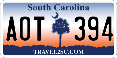 SC license plate AOT394