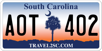 SC license plate AOT402