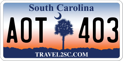 SC license plate AOT403