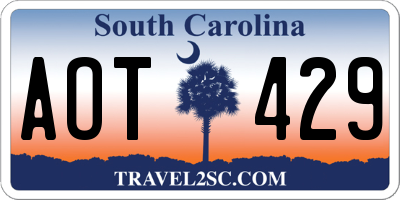 SC license plate AOT429