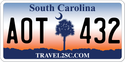 SC license plate AOT432