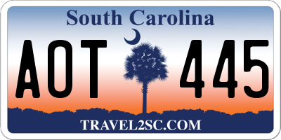 SC license plate AOT445