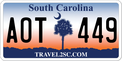 SC license plate AOT449