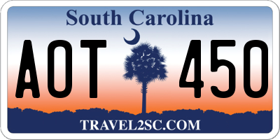 SC license plate AOT450