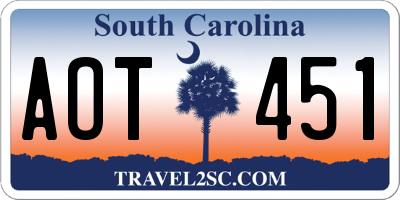 SC license plate AOT451