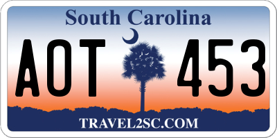 SC license plate AOT453