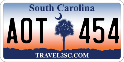 SC license plate AOT454