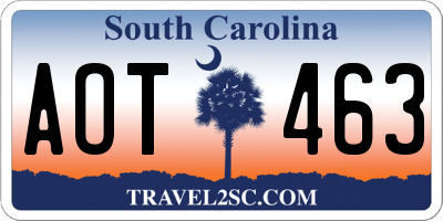 SC license plate AOT463