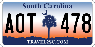 SC license plate AOT478