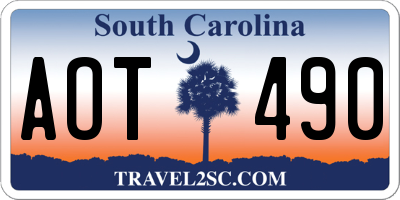 SC license plate AOT490