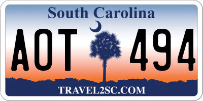 SC license plate AOT494