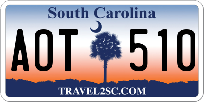 SC license plate AOT510