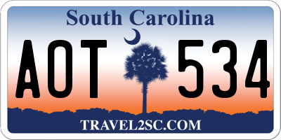 SC license plate AOT534