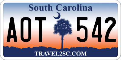SC license plate AOT542