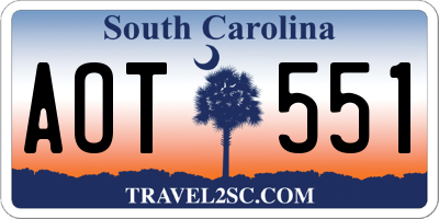 SC license plate AOT551