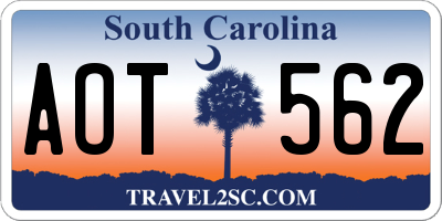 SC license plate AOT562