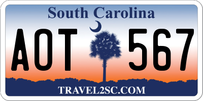 SC license plate AOT567