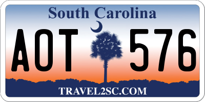 SC license plate AOT576