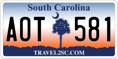 SC license plate AOT581