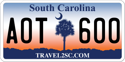 SC license plate AOT600