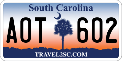 SC license plate AOT602
