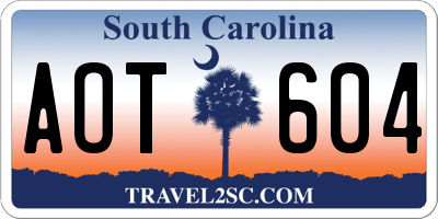 SC license plate AOT604