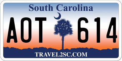 SC license plate AOT614