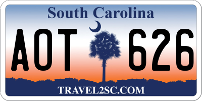 SC license plate AOT626
