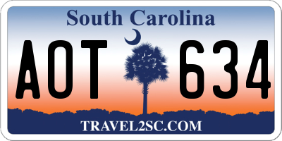 SC license plate AOT634