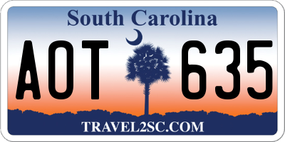 SC license plate AOT635