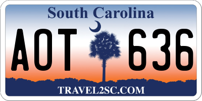 SC license plate AOT636