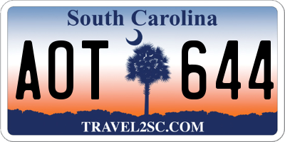 SC license plate AOT644