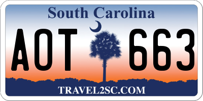 SC license plate AOT663
