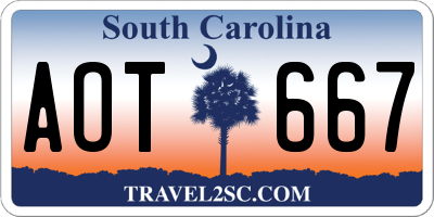 SC license plate AOT667