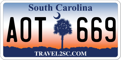 SC license plate AOT669