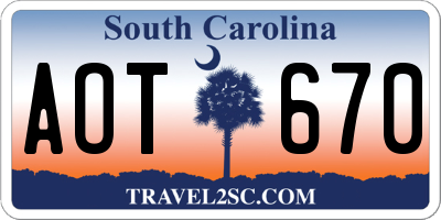 SC license plate AOT670
