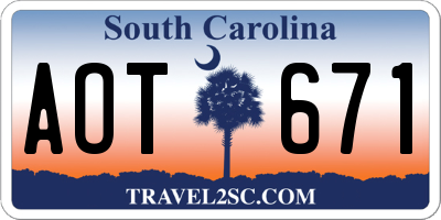 SC license plate AOT671