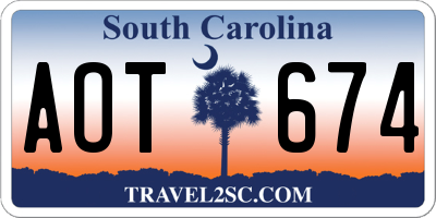 SC license plate AOT674