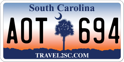 SC license plate AOT694