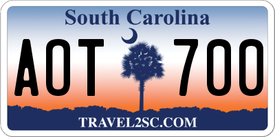 SC license plate AOT700
