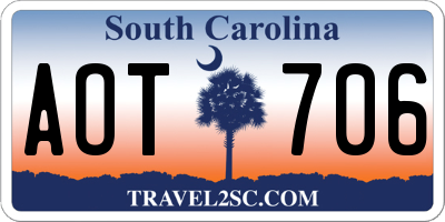 SC license plate AOT706