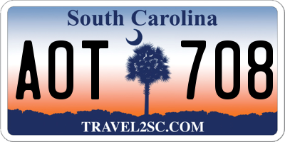 SC license plate AOT708