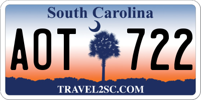 SC license plate AOT722