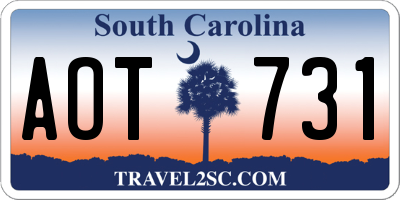 SC license plate AOT731