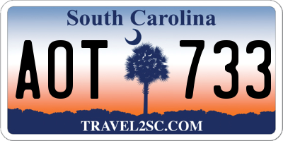 SC license plate AOT733