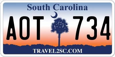 SC license plate AOT734