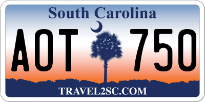 SC license plate AOT750